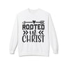 Faith Culture – Rooted in Christ Christian Crewneck Sweatshirt | Inspirational Bible Verse Apparel White