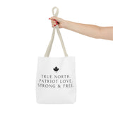 Faith Culture – True North Strong & Free Tote Bag | Minimalist Anthem-Inspired Canadian Carryall 13" × 13'' Beige