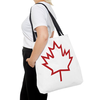Faith Culture – Bold Maple Leaf Outline Tote Bag | Everyday Canadian Pride Carryall 18" × 18'' Black