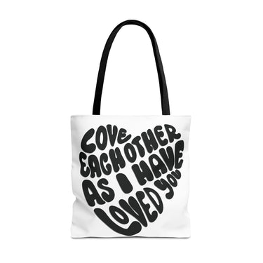 Faith Culture - Serve One Another in Love Christian Tote Bag - Galatians 5:13 Bible Verse 18" × 18'' Black