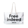 Free Indeed Christian Weekender Tote Bag | John 8:36 Bible Verse Gift 24" × 13"