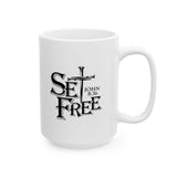 Faith Culture – Set Free John 8:36 Christian Coffee Mug – Bold Cross Scripture Design, 11oz & 15oz