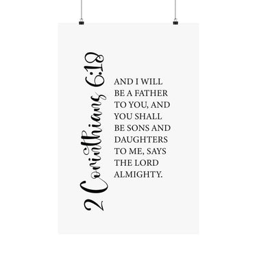 Faith Culture - Sons and Daughters Christian Poster 2 Corinthians 6:18 Scripture Wall Art