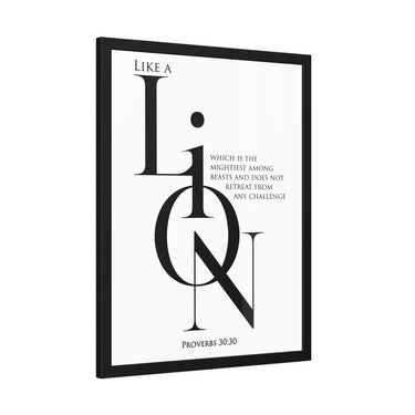 Like a Lion Proverbs 30:30 Minimalist Scripture Framed Wall Art