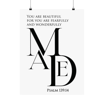 Faith Culture Made Psalm 139:14 Christian Matte Poster | Minimal Typography Scripture Wall Art Print