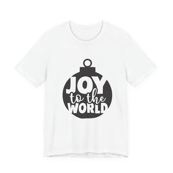 Faith Culture - Joy to the World Ornament Christian Christmas T-Shirt – White | Minimal Bauble Holiday Tee