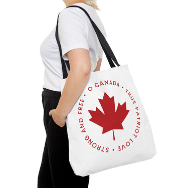 Faith Culture – O Canada Anthem Circle Tote Bag | Patriotic Maple Leaf Everyday Carryall 18" × 18'' Black