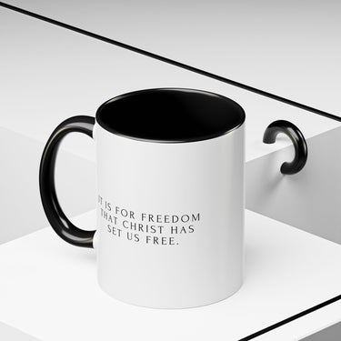Faith Culture - Christ Has Set Us Free Christian Mug, 11oz & 15oz | Galatians 5:1 Freedom Reminder