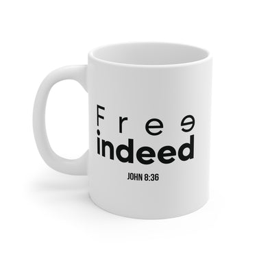 Free Indeed Christian Mug | John 8:36 Bible Verse Gift