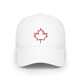 Faith Culture - Red Maple Outline Low Profile Baseball Cap – White | Patriotic Maple Leaf Hat White One size