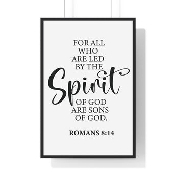 Faith Culture - Romans 8:14 Christian Scripture Wall Art Led by the Spirit of God 24″ x 36″ Black