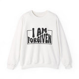 Faith Culture - I Am Forgiven Christian Sweatshirt Inspirational Bible Verse Pullover for Men and Women White