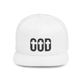 Faith Culture - GOD - Christian Flat Bill Snapback Hat One size White