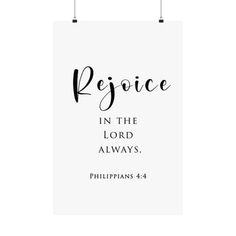 Faith Culture Rejoice Philippians 4:4 Christian Matte Poster | Minimal Scripture Wall Art Print