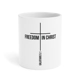Freedom in Christ Christian Mug | Galatians 5:1 Bible Verse Gift 20oz White