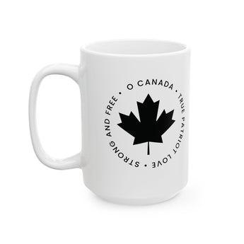 Faith Culture – O Canada True Patriot Love Mug – 11oz & 15oz | Minimalist Black Canadian Heritage Cup 15oz