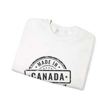 Faith Culture – Made in Canada Crewneck Sweatshirt – White | Vintage Stamp Style Canadian Pride