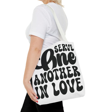 Faith Culture - Serve One Another in Love Christian Tote Bag - Inspirational Bible Verse Galatians 5:13