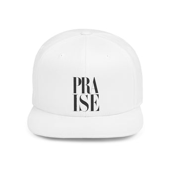 Faith Culture - PRAISE - Christian Snapback Hat, Flat Bill Cap for Men and Women One size White