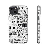 Prayer and Faith Christian Tough Phone Cases iPhone 14 Plus Glossy