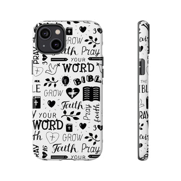 Prayer and Faith Christian Tough Phone Cases iPhone 14 Plus Glossy