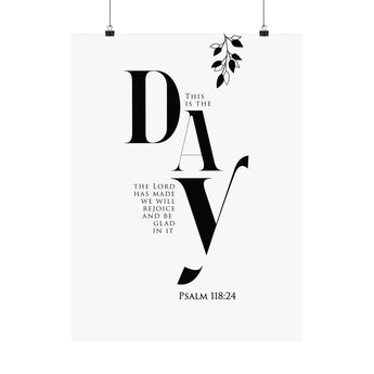Faith Culture This Is the Day Psalm 118:24 Christian Matte Poster | Minimal Floral Scripture Wall Art Print