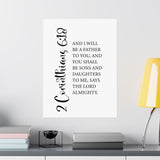 Faith Culture - Sons and Daughters Christian Poster 2 Corinthians 6:18 Scripture Wall Art