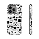 Prayer and Faith Christian Tough Phone Cases iPhone 14 Pro Glossy