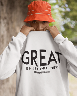 Great Is His Faithfulness Christian Sweatshirt | Lamentations 3:23 Scripture Apparel