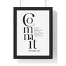 Commit Your Plans framed Bible verse wall art inspired by Proverbs 16:3, black frame with black and white scripture typography