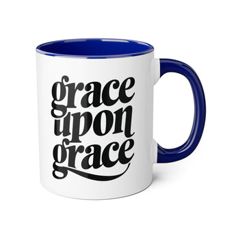Faith Culture - Grace Upon Grace - Christian Accent Coffee Mug, 11oz Blue 11oz