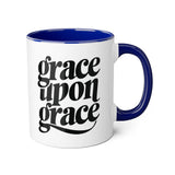 Faith Culture - Grace Upon Grace - Christian Accent Coffee Mug, 11oz Blue 11oz