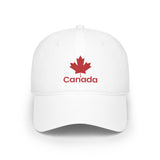 Faith Culture - Red Maple & Canada Text Low Profile Baseball Cap – White | Vibrant Canadian Identity Hat White One size