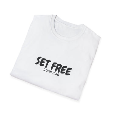 Faith Culture – Set Free Unisex T-Shirt – White | Christian Freedom Tee Based on John 8:36