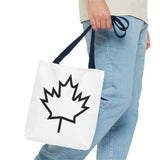 Faith Culture – Minimalist Maple Leaf Outline Tote Bag | Modern Canadian Everyday Carryall 13" × 13'' Navy