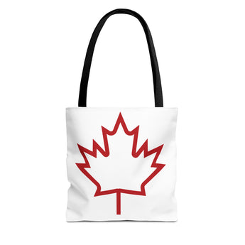 Faith Culture – Bold Maple Leaf Outline Tote Bag | Everyday Canadian Pride Carryall 13" × 13'' Black