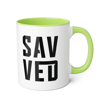 Faith Culture - SAVED - Christian Accent Coffee Mug, 11oz Light Green 11oz