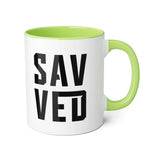 Faith Culture - SAVED - Christian Accent Coffee Mug, 11oz Light Green 11oz