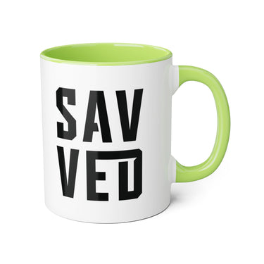 Faith Culture - SAVED - Christian Accent Coffee Mug, 11oz Light Green 11oz