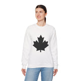 Faith Culture – Solid Black Maple Leaf Crewneck Sweatshirt – White | Bold Minimalist Canadian Pullover White
