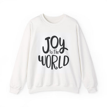 Faith Culture - Joy to the World Script Christian Christmas Sweatshirt – White | Hand Lettered Holiday Crewneck