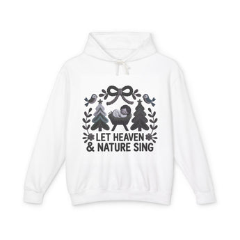 Faith Culture - Let Heaven and Nature Sing Unisex Christian Hoodie – White | Nativity Christmas Worship Sweatshirt