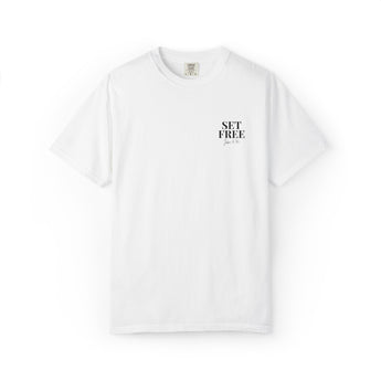 Faith Culture – Set Free Christian T-Shirt – White | Inspired by John 8:36 White