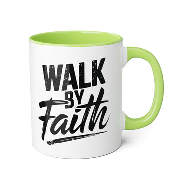 Faith Culture - Walk by Faith - Christian Accent Coffee Mug, 11oz Light Green 11oz