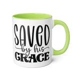Faith Culture - Saved by His Grace - Christian Accent Coffee Mug, 11oz Light Green 11oz