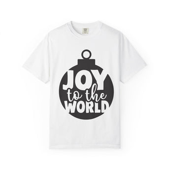 Faith Culture - Joy to the World Ornament Christian Christmas T-Shirt – White | Minimal Bauble Holiday Tee