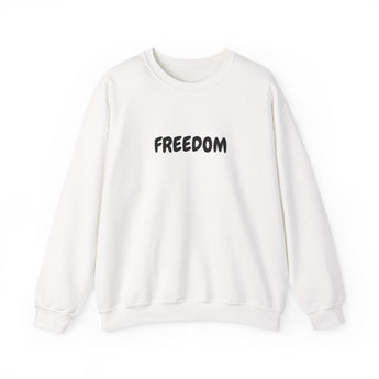 Faith Culture – Freedom Unisex Crewneck Sweatshirt – White | Bold Christian Statement Sweatshirt Inspired by Galatians 5:1