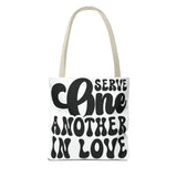 Faith Culture - Serve One Another in Love Christian Tote Bag - Inspirational Bible Verse Galatians 5:13