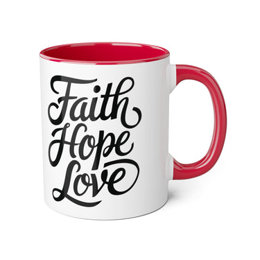 Faith Culture - Faith Hope Love - Christian Coffee Mug, 11oz Red 11oz