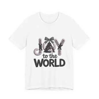 Faith Culture - Joy To The World Nativity Tree Unisex T-Shirt – White | Christian Holiday Scripture Tee